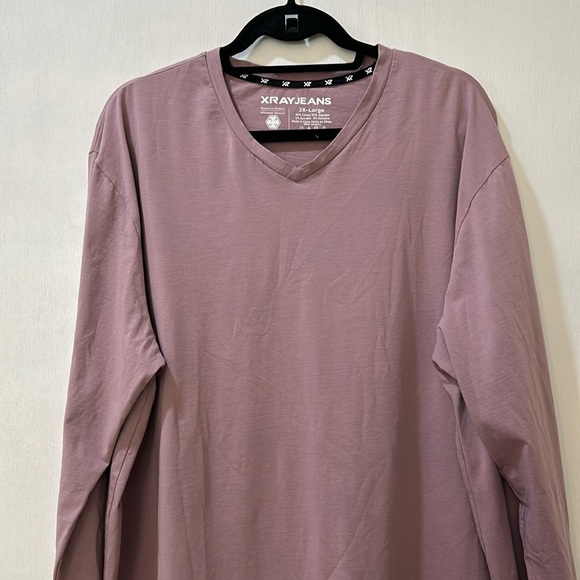 XRAY JEANS MENS CLASSIC LONG SLEEVE SHIRT V NECK T-SHIRT DUSTY LAVENDER SZ 3XL - Picture 4 of 8